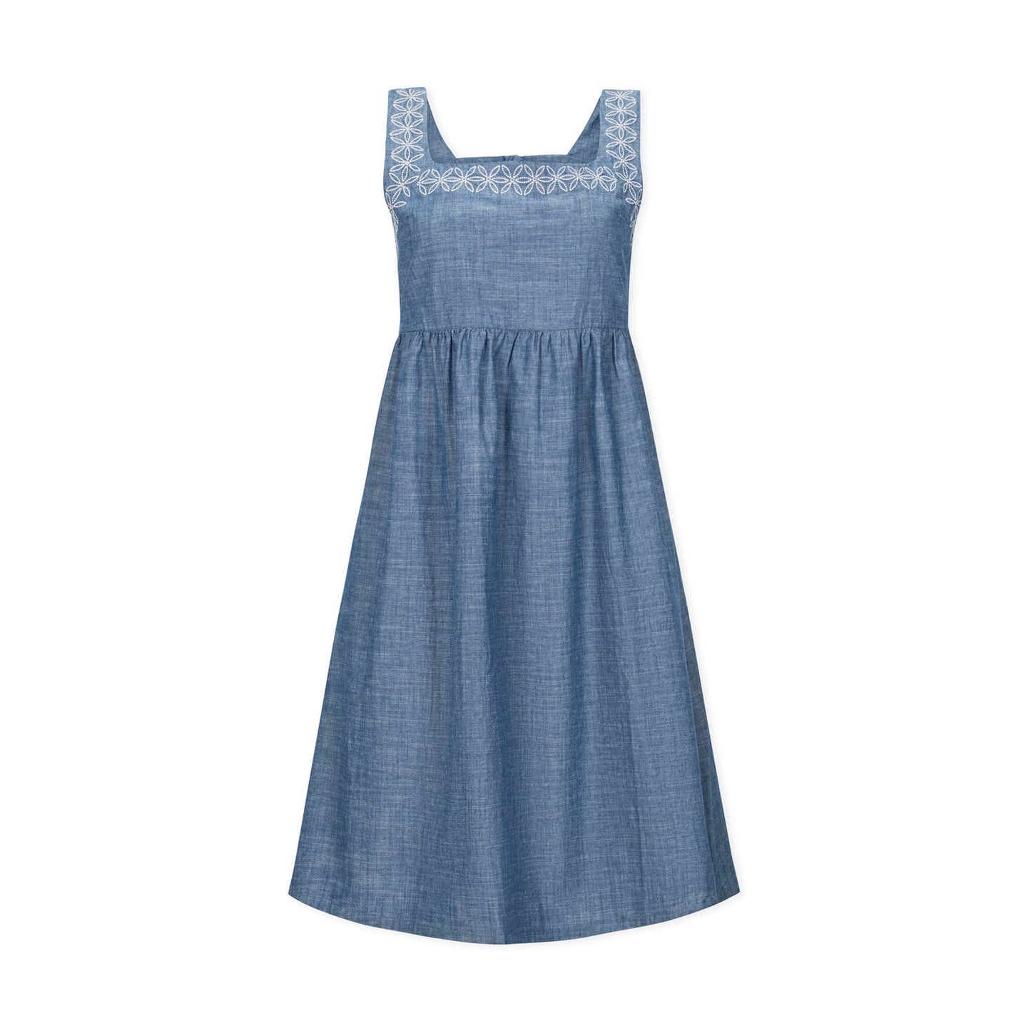 Organic Chambray Dress with Embroidery - Baby Organic