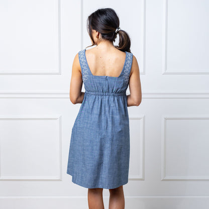Organic Chambray Dress with Embroidery - Baby Organic
