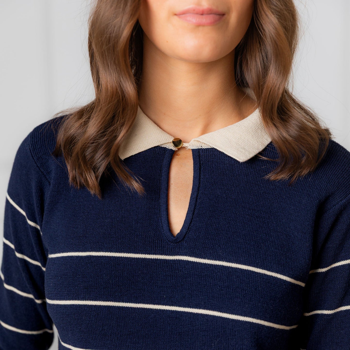 Organic Collared Sweater Dress breathable cotton sweater with classic collar