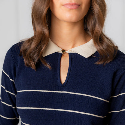 Organic Collared Sweater Dress breathable cotton sweater with classic collar