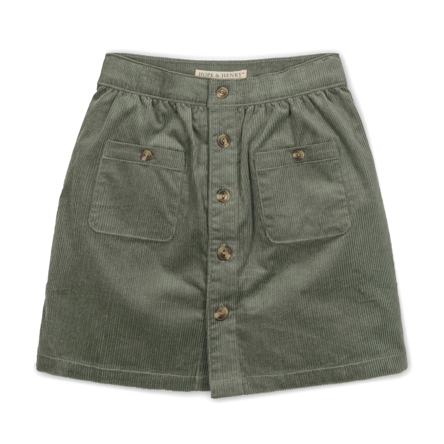 Organic Corduroy Button Front Skirt soft organic cotton corduroy skirt