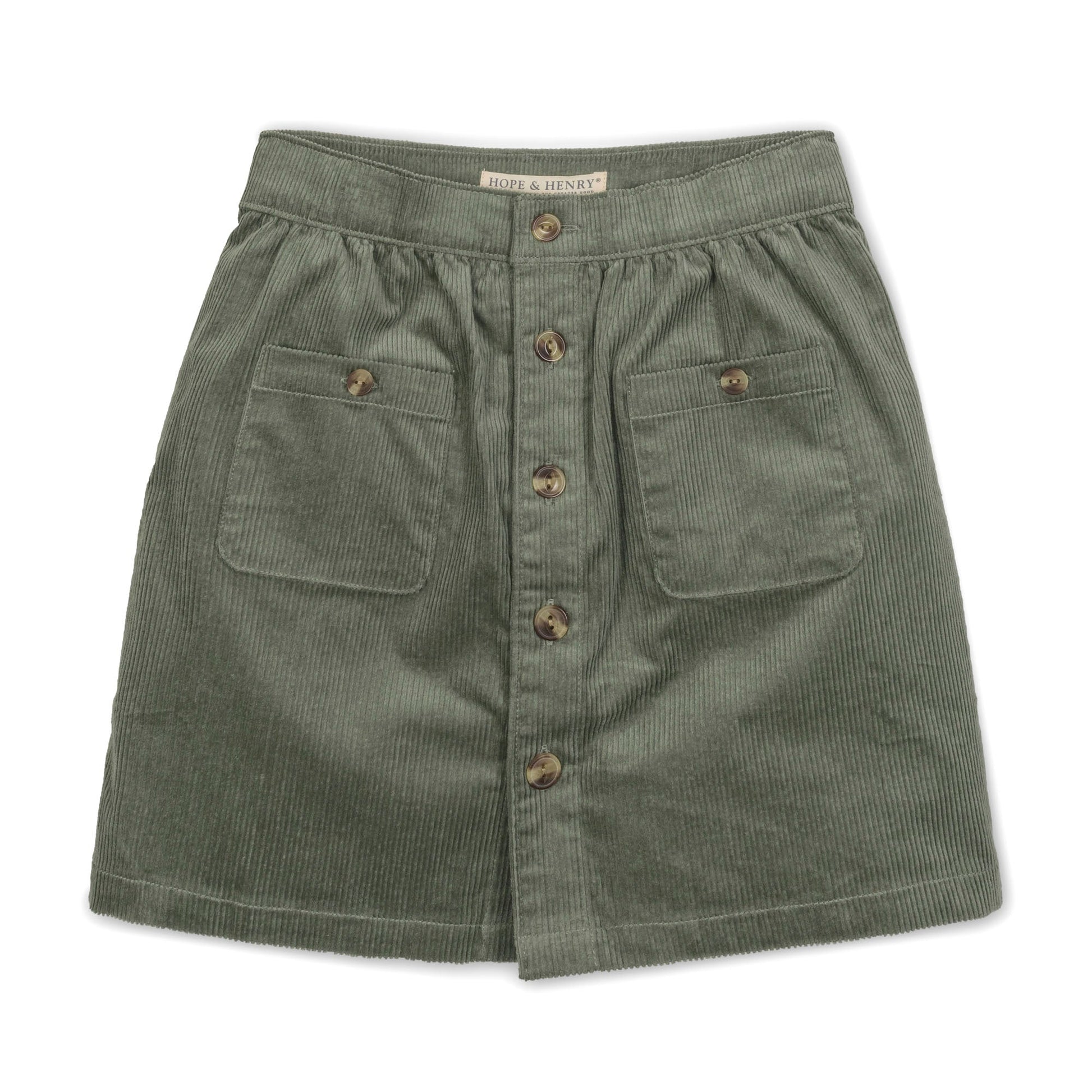 Organic Corduroy Button Front Skirt soft organic cotton corduroy skirt