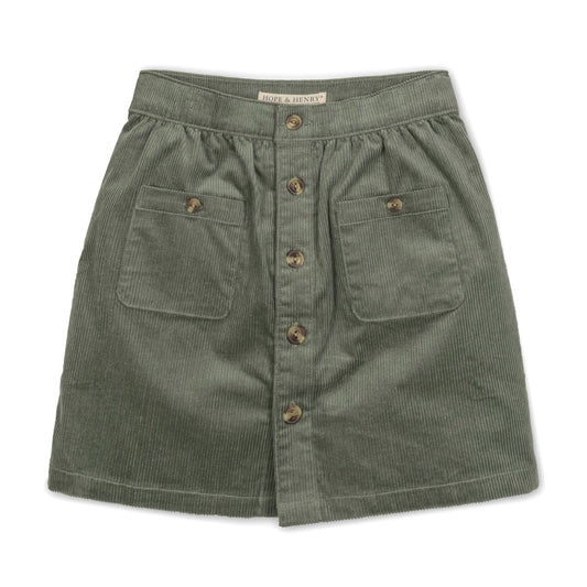 Organic Corduroy Button Front Skirt soft organic cotton corduroy skirt