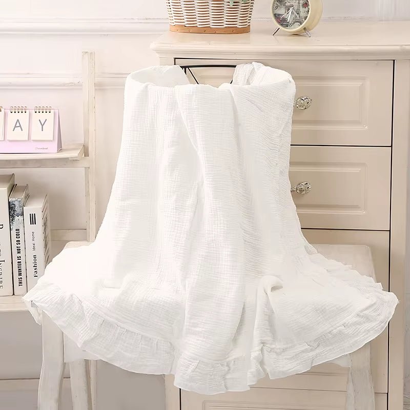 Organic Cotton Baby Blankets Newborn Muslin Swaddle Baby Wrap Gauze Ruffle Blanket Bedding Items Babies Accessories - Baby Organic