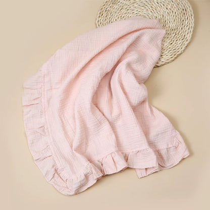 Organic Cotton Baby Blankets Newborn Muslin Swaddle Baby Wrap Gauze Ruffle Blanket Bedding Items Babies Accessories - Baby Organic