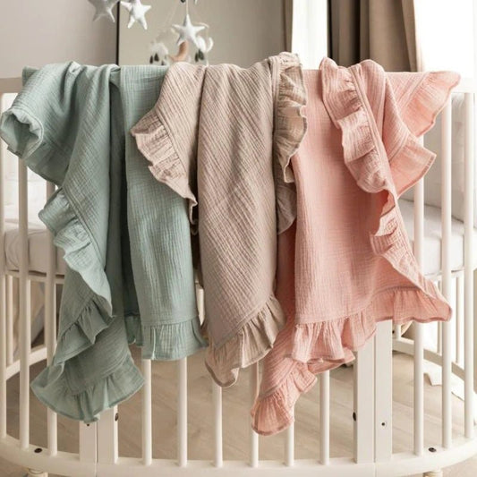 Organic Cotton Baby Blankets Newborn Muslin Swaddle Baby Wrap Gauze Ruffle Blanket Bedding Items Babies Accessories - Baby Organic