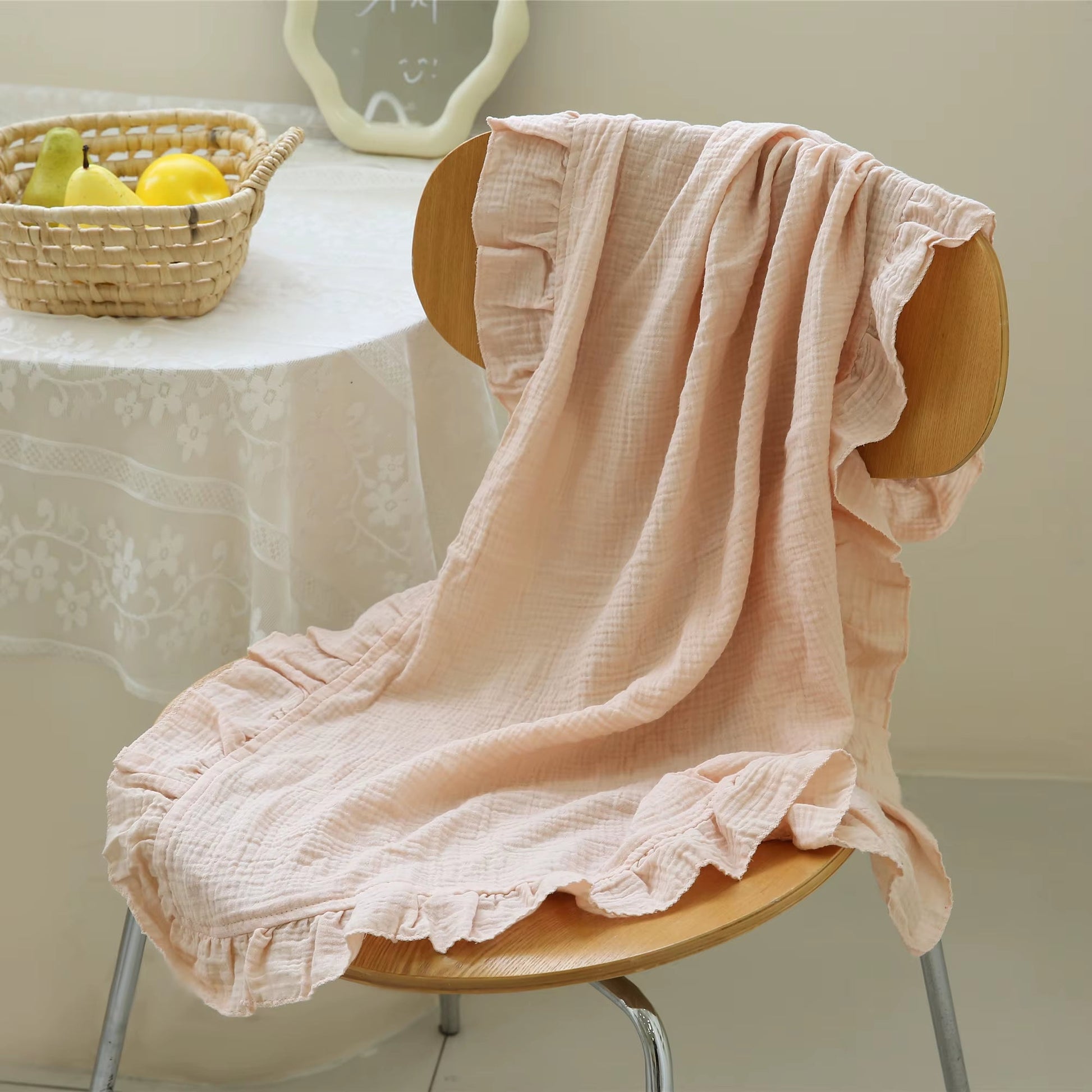 Organic Cotton Baby Blankets Newborn Muslin Swaddle Baby Wrap Gauze Ruffle Blanket Bedding Items Babies Accessories - Baby Organic