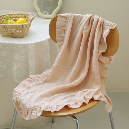 Organic Cotton Baby Blankets Newborn Muslin Swaddle Baby Wrap Gauze Ruffle Blanket Bedding Items Babies Accessories - Baby Organic
