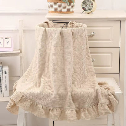 Organic Cotton Baby Blankets Newborn Muslin Swaddle Baby Wrap Gauze Ruffle Blanket Bedding Items Babies Accessories - Baby Organic
