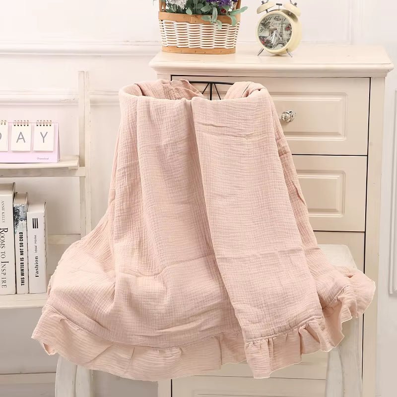 Organic Cotton Baby Blankets Newborn Muslin Swaddle Baby Wrap Gauze Ruffle Blanket Bedding Items Babies Accessories - Baby Organic
