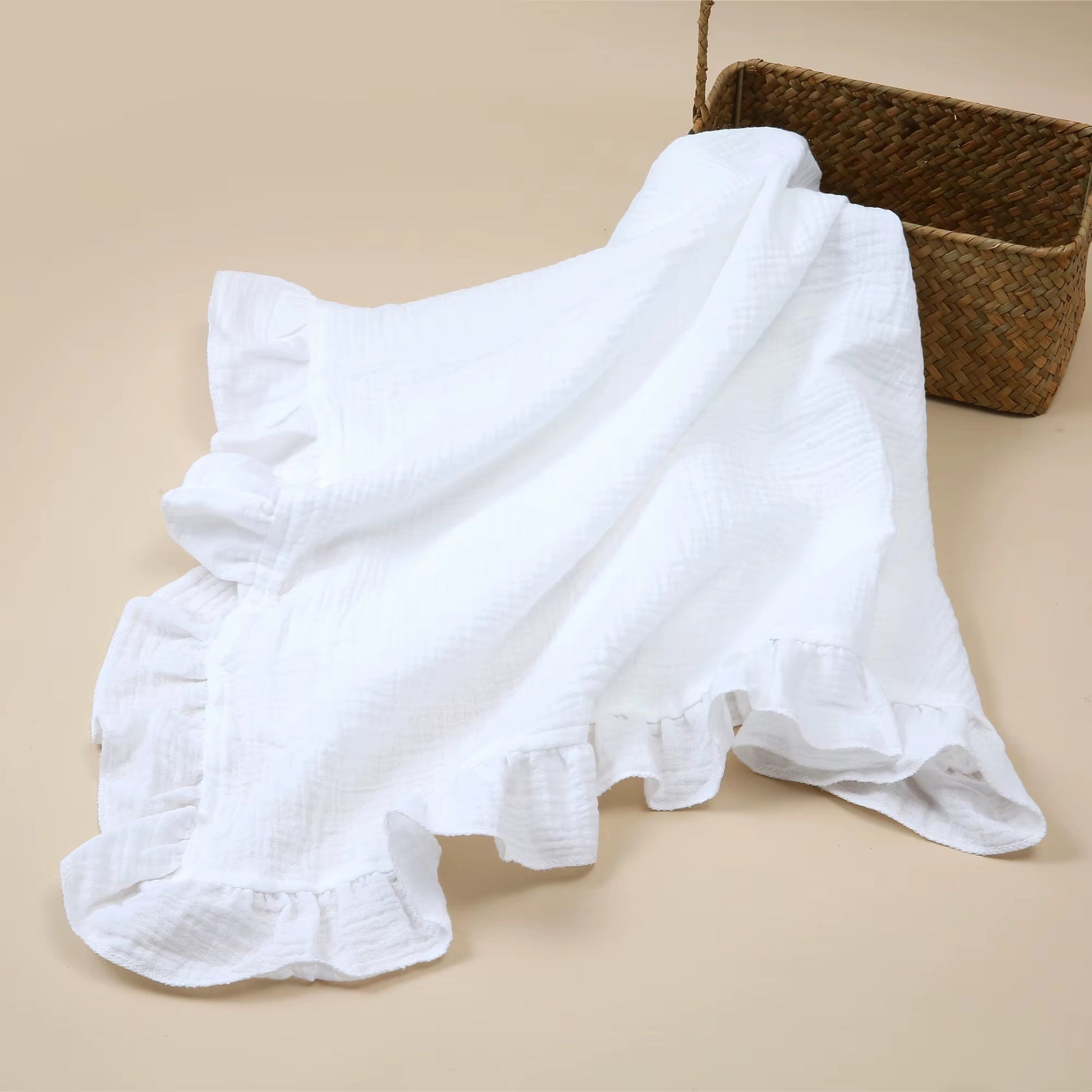Organic Cotton Baby Blankets Newborn Muslin Swaddle Baby Wrap Gauze Ruffle Blanket Bedding Items Babies Accessories - Baby Organic