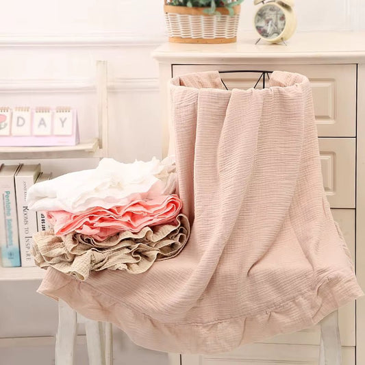 Organic Cotton Baby Blankets Newborn Muslin Swaddle Baby Wrap Gauze Ruffle Blanket Bedding Items Babies Accessories - Baby Organic