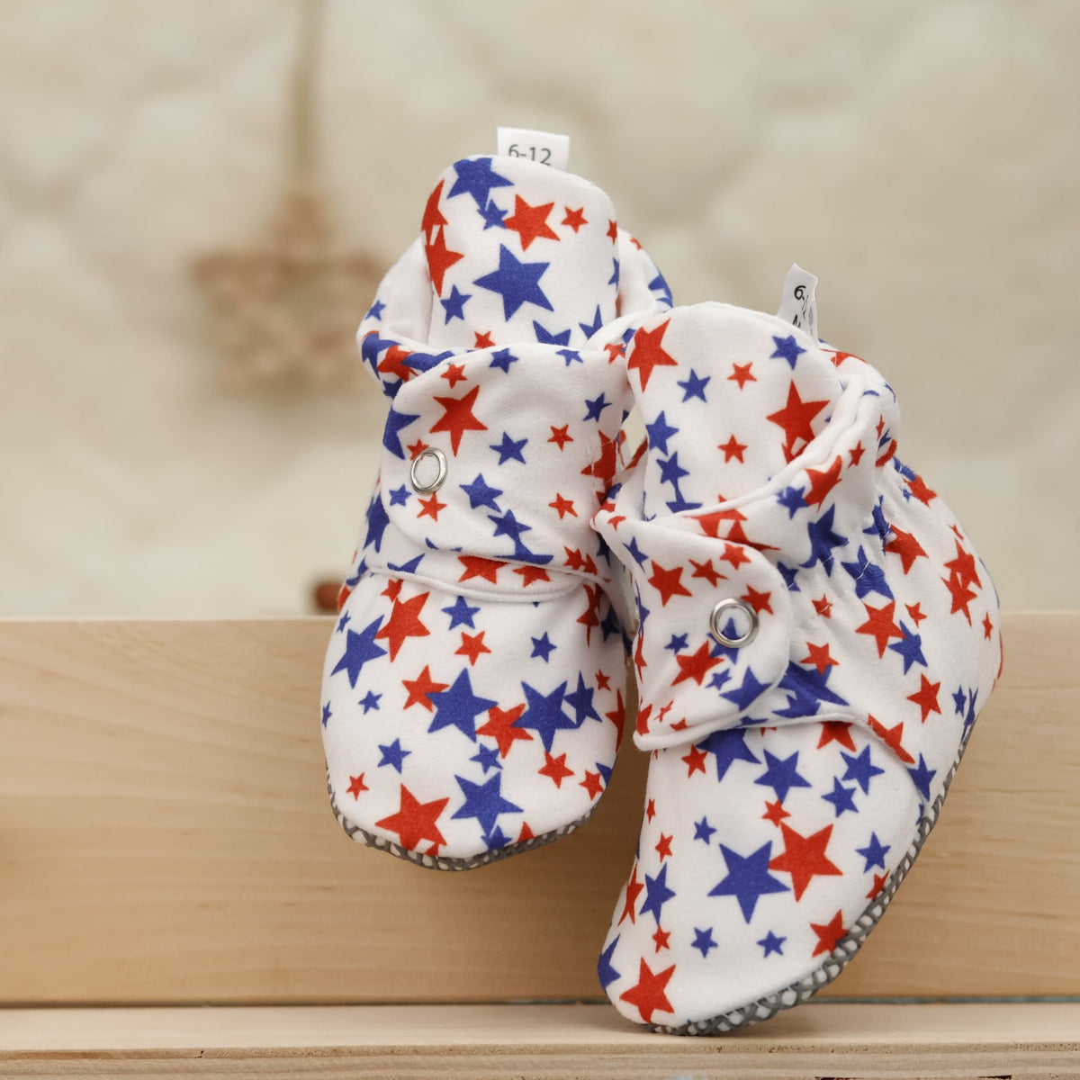 Organic Cotton Baby Booties, Non-Slip Sole, Cotton Newborn Booties Home Nursery Shoes, U.S. Flag - Baby Organic