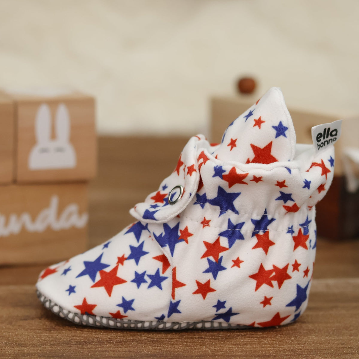 Organic Cotton Baby Booties, Non-Slip Sole, Cotton Newborn Booties Home Nursery Shoes, U.S. Flag - Baby Organic