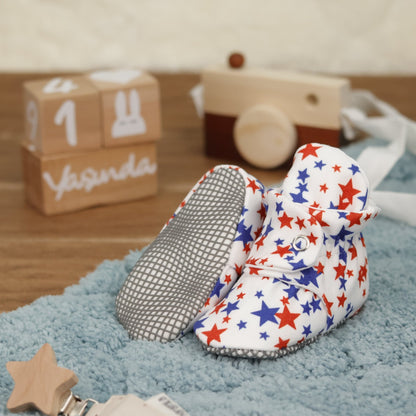 Organic Cotton Baby Booties, Non-Slip Sole, Cotton Newborn Booties Home Nursery Shoes, U.S. Flag - Baby Organic