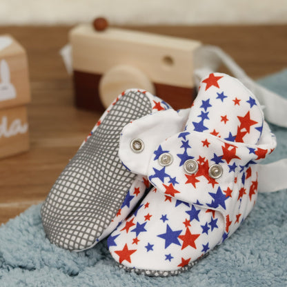 Organic Cotton Baby Booties, Non-Slip Sole, Cotton Newborn Booties Home Nursery Shoes, U.S. Flag - Baby Organic