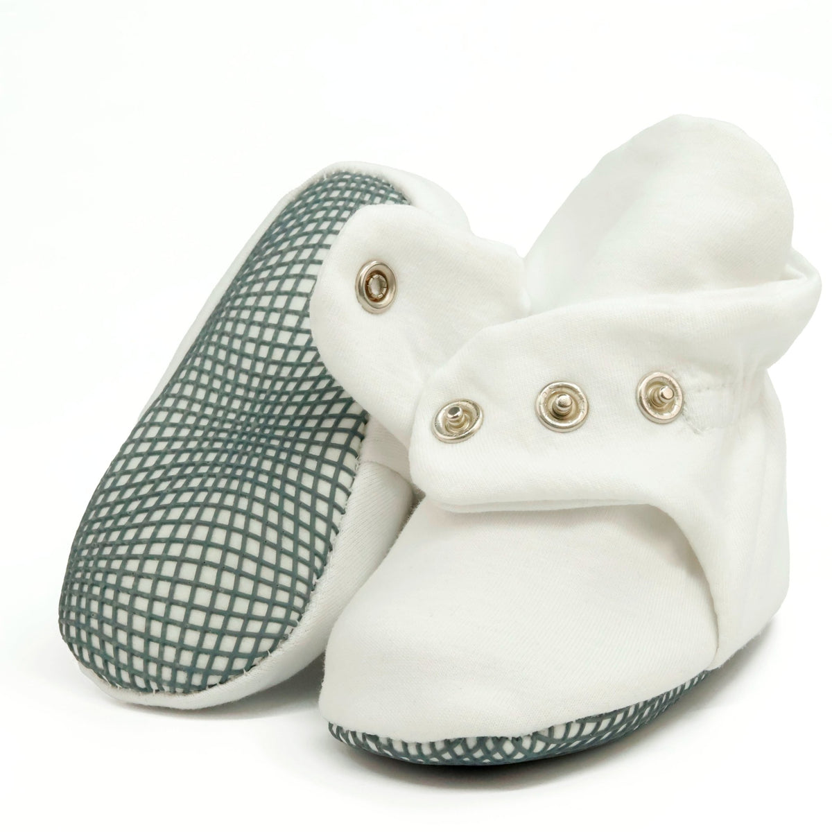 Organic Cotton Baby Booties, Non-Slip Sole, Cotton Newborn Booties Home Nursery Shoes, White - Baby Organic