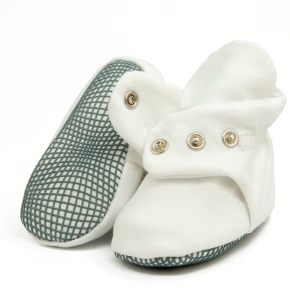Organic Cotton Baby Booties, Non-Slip Sole, Cotton Newborn Booties Home Nursery Shoes, White - Baby Organic