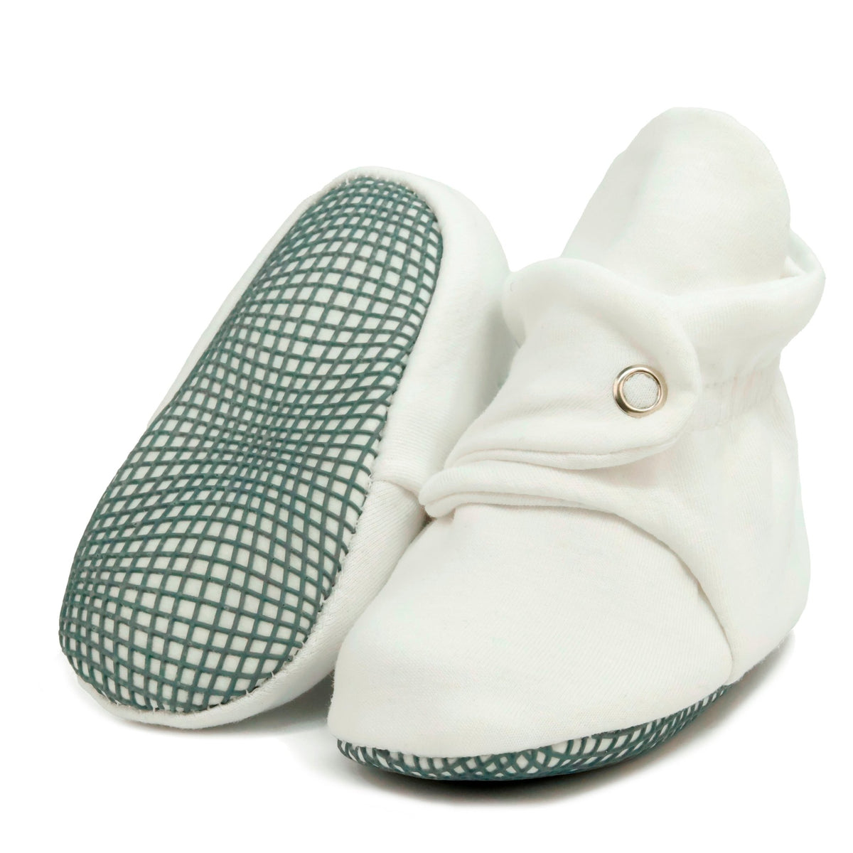 Organic Cotton Baby Booties, Non-Slip Sole, Cotton Newborn Booties Home Nursery Shoes, White - Baby Organic
