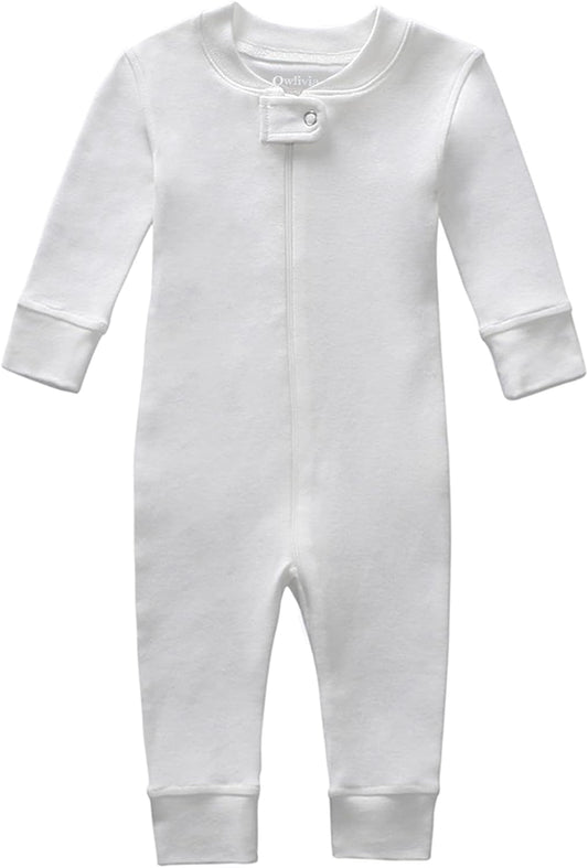 Organic Cotton Baby Boy Girl Zip up Sleep 'N Play Pjs, Footless, Long Sleeve - Baby Organic