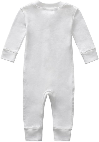 Organic Cotton Baby Boy Girl Zip up Sleep 'N Play Pjs, Footless, Long Sleeve - Baby Organic