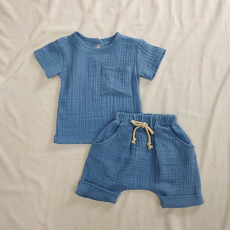Organic Cotton Baby Clothes Set Summer Casual Tops Shorts for Boys Girls Set Unisex Toddlers 2 Pieces Kids Baby Outifs Clothing - Baby Organic