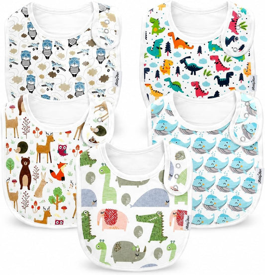 Organic Cotton Baby Drool Bibs | Soft, Adjustable, Absorbent, Unisex Teething Bandana Bibs for Babies - Baby Organic
