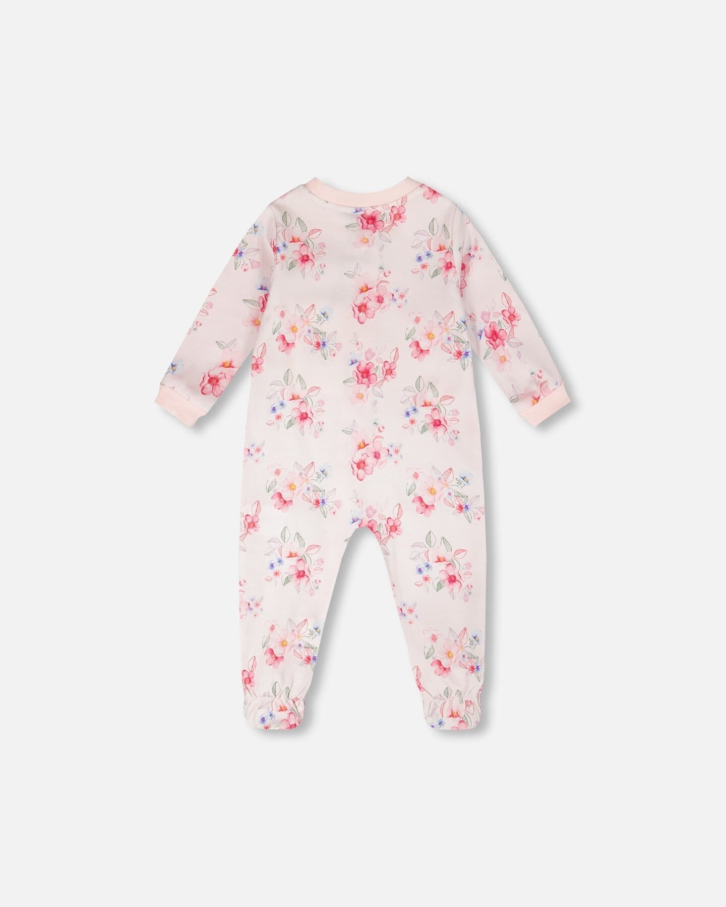 Organic Cotton Baby One-Piece Pajamas with Pink Flower Print for newborns and infants