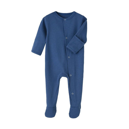 Organic Cotton Baby Rompers Footed Sleep and Play Autumn Winter Full Sleeve Jumpsuit Infant Footies Solid Color Bottoming Cloth - Baby Organic