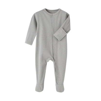 Organic Cotton Baby Rompers Footed Sleep and Play Autumn Winter Full Sleeve Jumpsuit Infant Footies Solid Color Bottoming Cloth - Baby Organic
