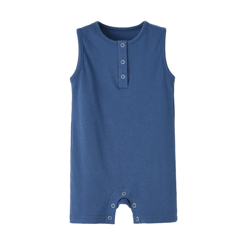 Organic Cotton Baby Summer Rompers Ribbed Infant Boys Girls Sleeveless Jumpersuit Bebe Soft Solid Color Jumpsuit Outfit - Baby Organic
