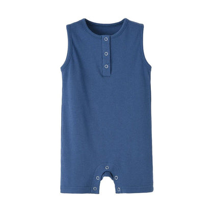 Organic Cotton Baby Summer Rompers Ribbed Infant Boys Girls Sleeveless Jumpersuit Bebe Soft Solid Color Jumpsuit Outfit - Baby Organic