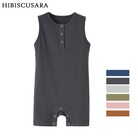 Organic Cotton Baby Summer Rompers Ribbed Infant Boys Girls Sleeveless Jumpersuit Bebe Soft Solid Color Jumpsuit Outfit - Baby Organic