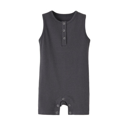 Organic Cotton Baby Summer Rompers Ribbed Infant Boys Girls Sleeveless Jumpersuit Bebe Soft Solid Color Jumpsuit Outfit - Baby Organic