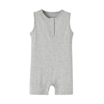 Organic Cotton Baby Summer Rompers Ribbed Infant Boys Girls Sleeveless Jumpersuit Bebe Soft Solid Color Jumpsuit Outfit - Baby Organic
