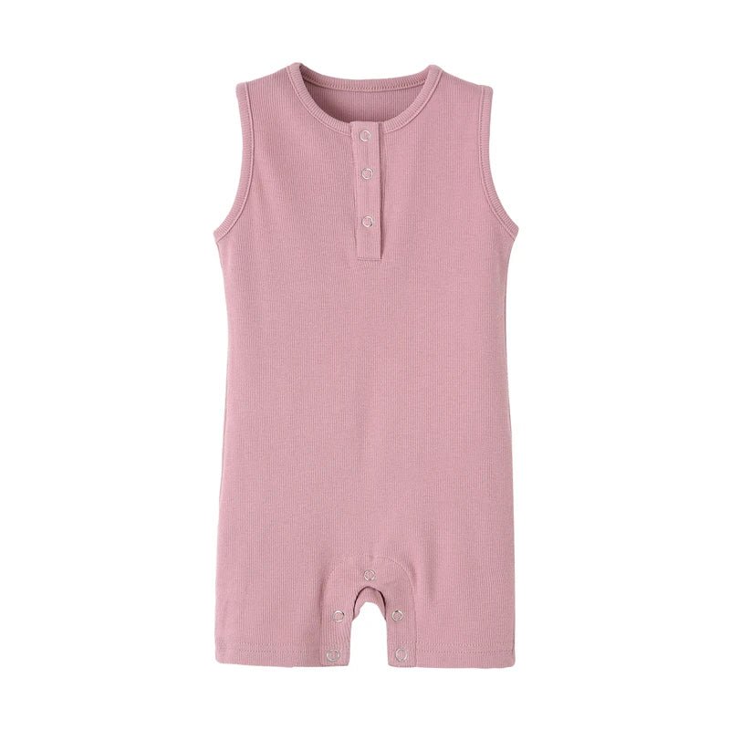 Organic Cotton Baby Summer Rompers Ribbed Infant Boys Girls Sleeveless Jumpersuit Bebe Soft Solid Color Jumpsuit Outfit - Baby Organic