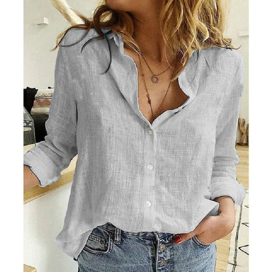 Organic Cotton Blouse Women’S Top Textured Pattern with Stylish Brass Buttons - Baby Organic