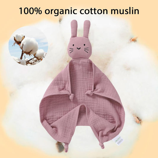 Organic Cotton Bunny Loveys for Babies,Newborn Baby Lovey Security Blanket,Lovies for Babies New Born Baby Unique Neutral Gifts Boys and Girls (Bunny-Baby Pink) - Baby Organic