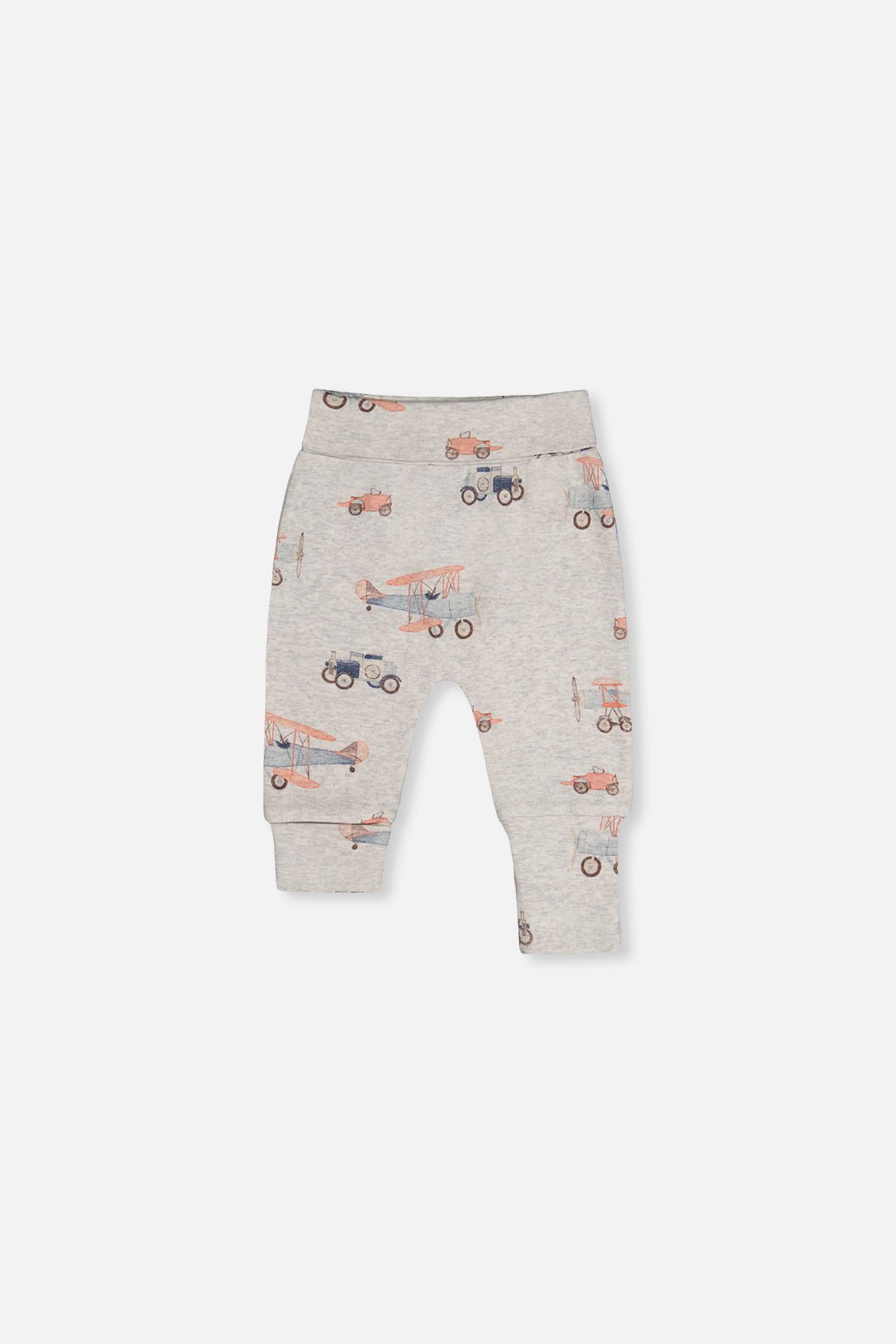 Organic Cotton Evolutive Pants Beige Printed Airplanes - Baby Organic