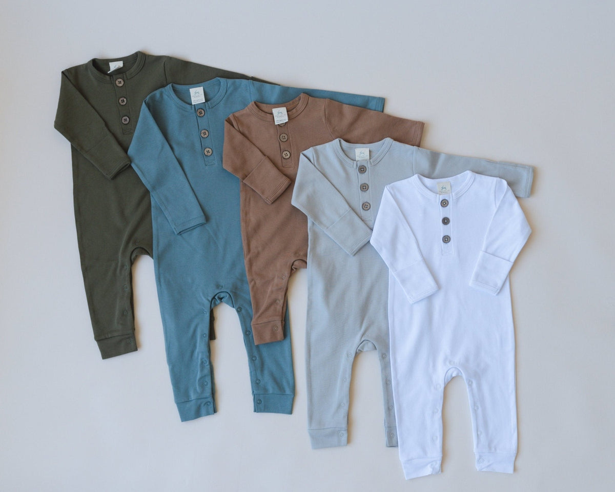 Organic Cotton Henley Romper - Baby Organic