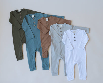 Organic Cotton Henley Romper - Baby Organic