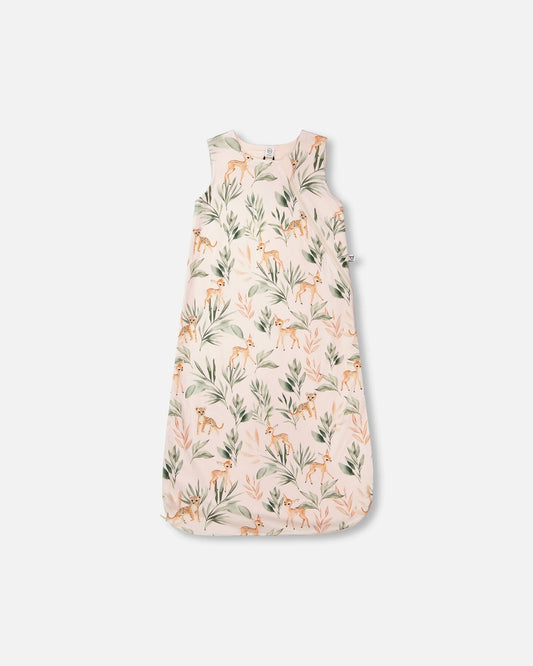 Organic Cotton Jersey Muslin Sleep Sack Peach Deer Print - Baby Organic
