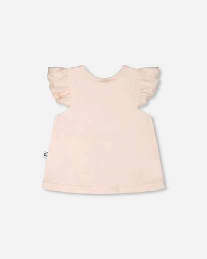 Organic Cotton Jersey Top And Short Set Peach And Peach Animal Print - Baby Organic