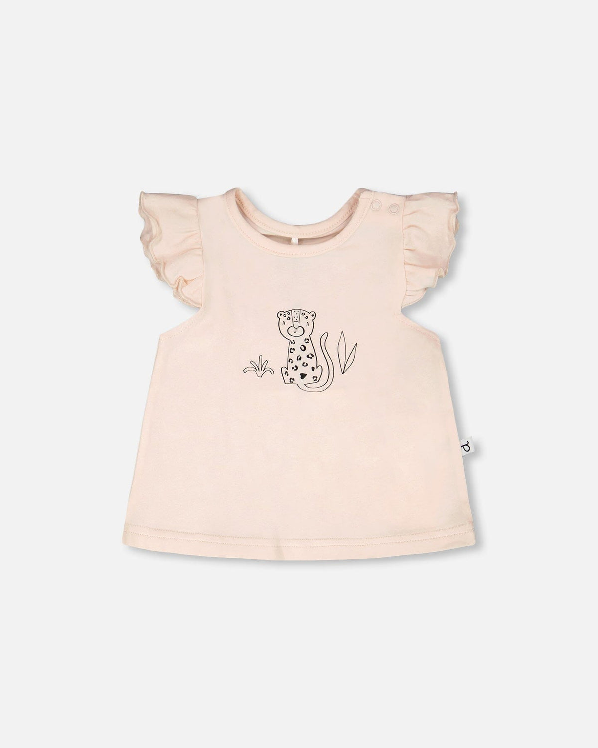 Organic Cotton Jersey Top And Short Set Peach And Peach Animal Print - Baby Organic