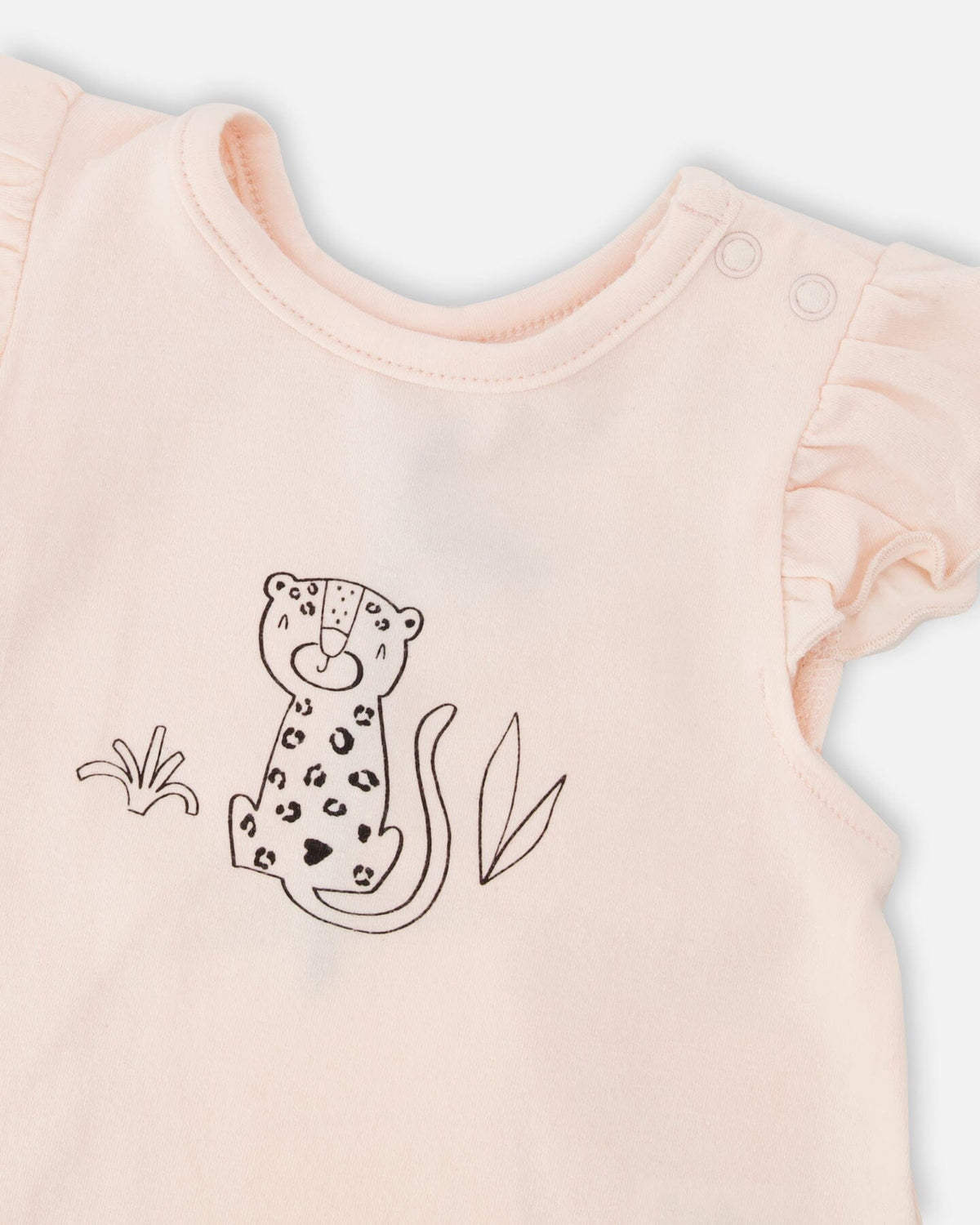 Organic Cotton Jersey Top And Short Set Peach And Peach Animal Print - Baby Organic