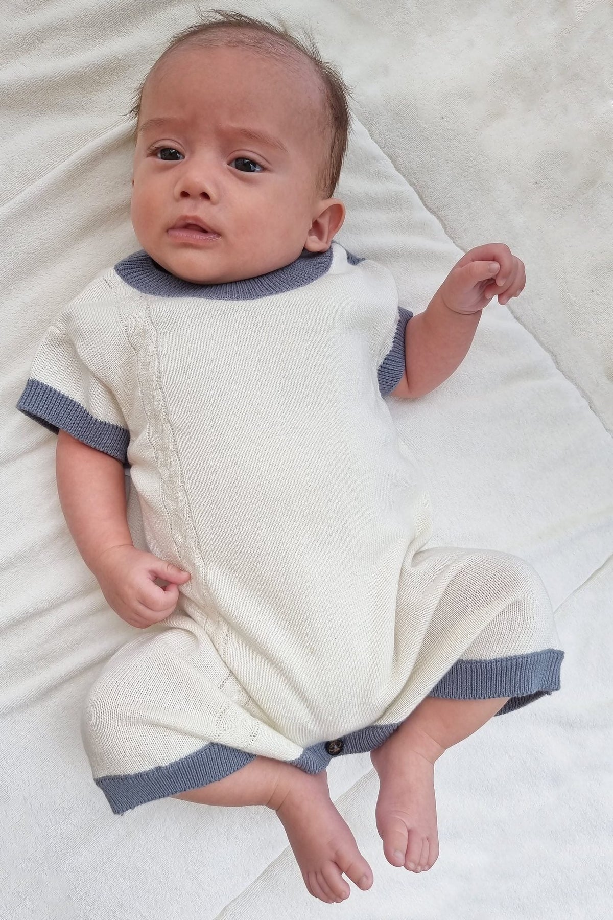 Organic Cotton Knitted Newborn Summer Romper - Baby Organic
