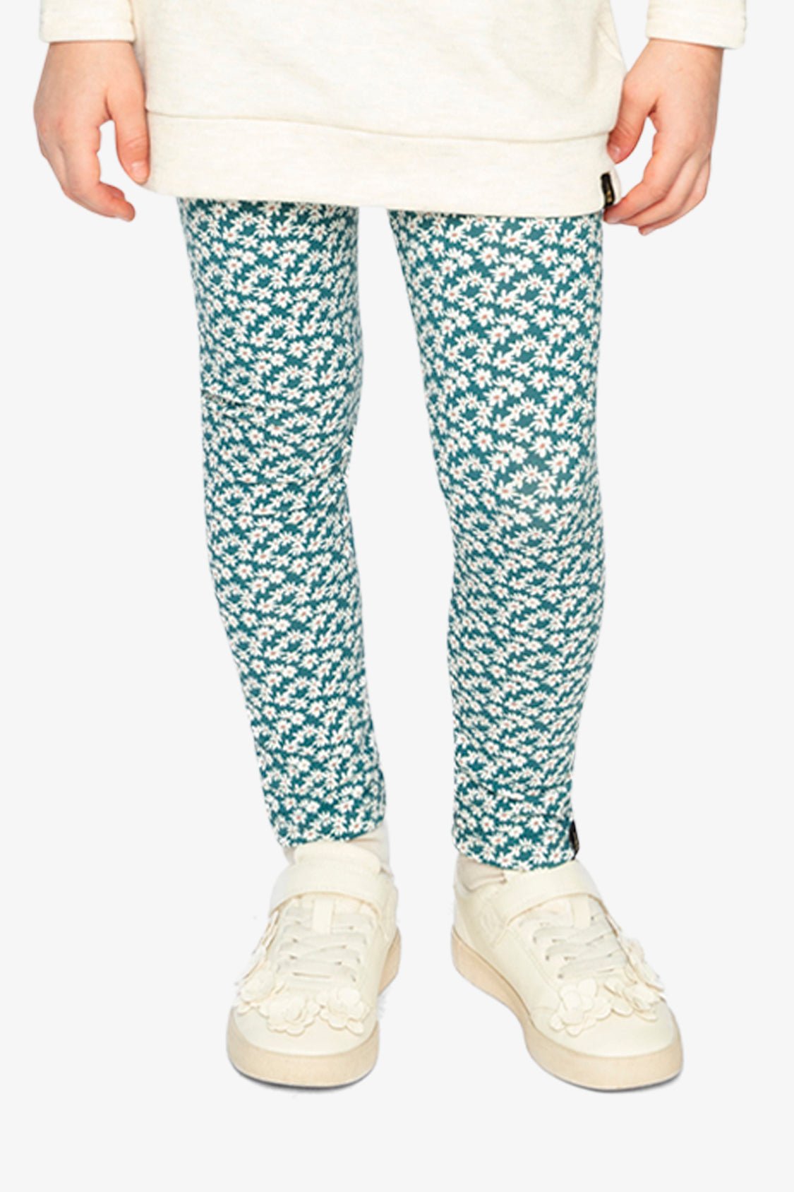 Organic Cotton Leggings Green Daisy Print - Baby Organic