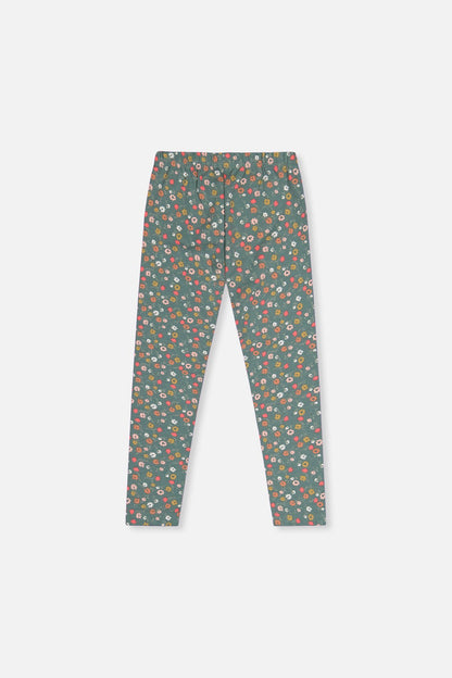 Organic Cotton Leggings Green Floral Print - Baby Organic
