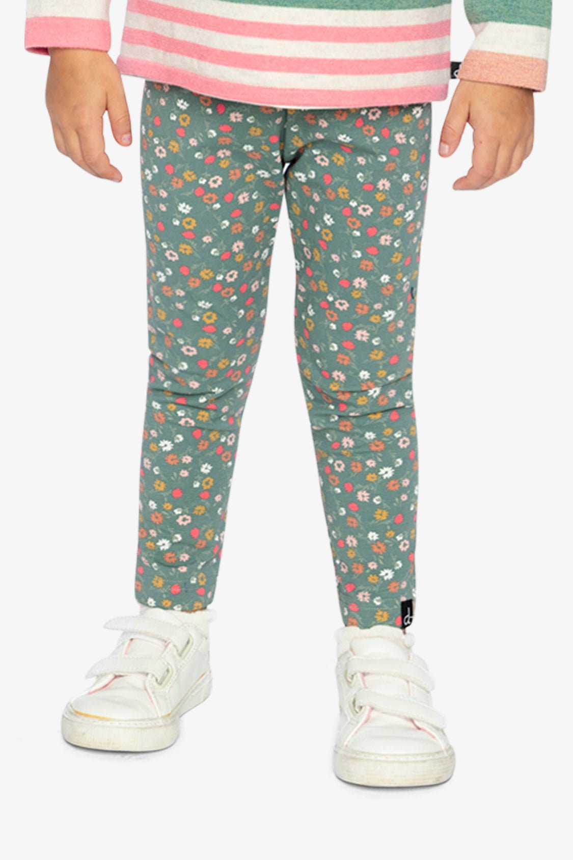 Organic Cotton Leggings Green Floral Print - Baby Organic