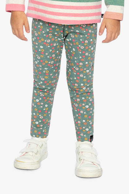 Organic Cotton Leggings Green Floral Print - Baby Organic